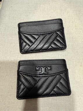 Tory Burch Black Quilted Leather Card Holders